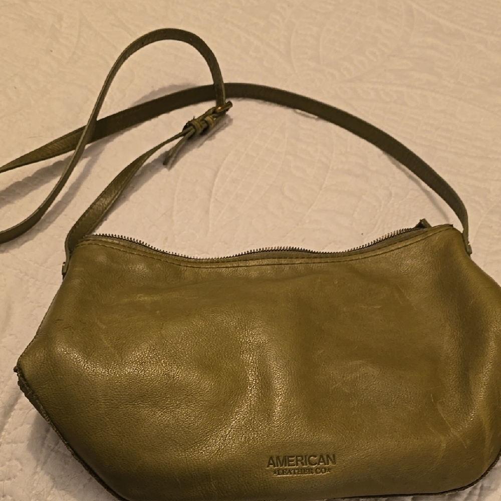 Olive Green Crescent Crossbody Bag with Soft Leather